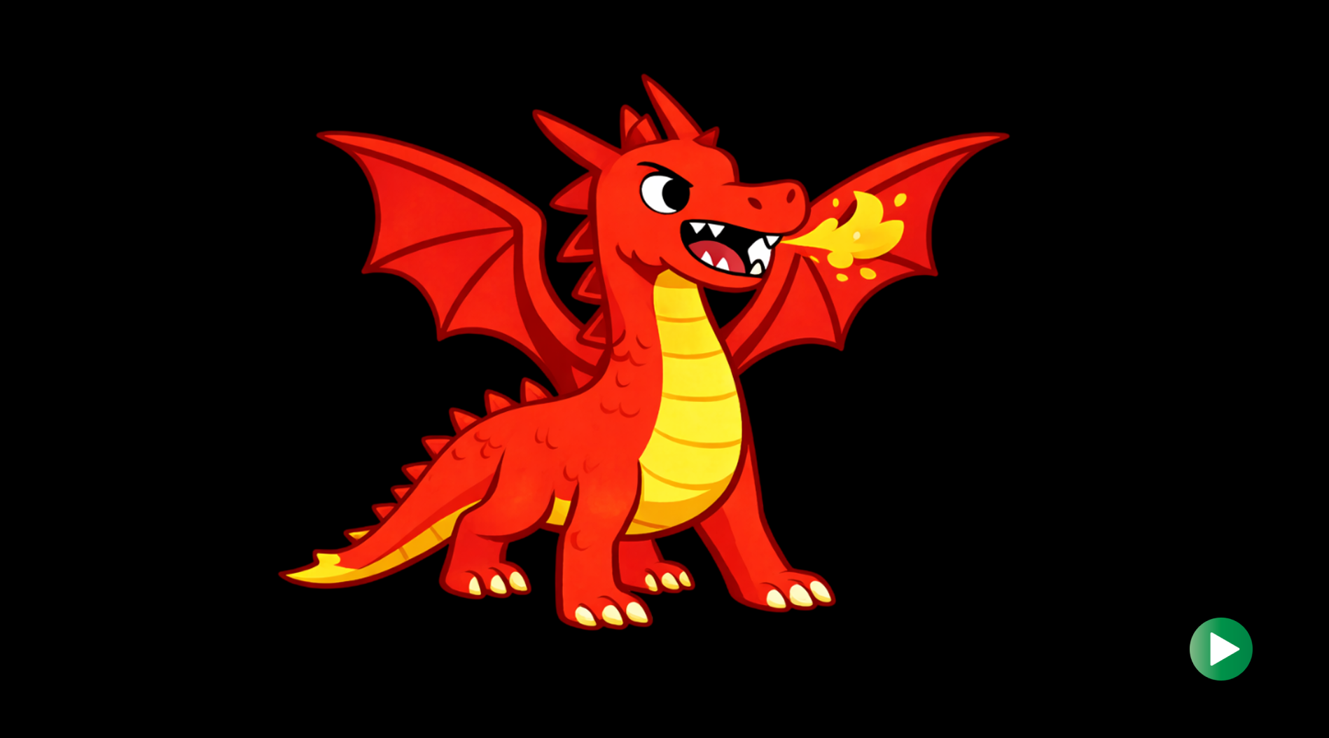 High contrast Storybook-style illustration of a red Welsh dragon with wings and tail.