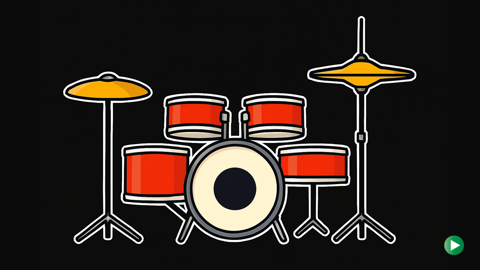 Simple illustration of drums used to represent rock music