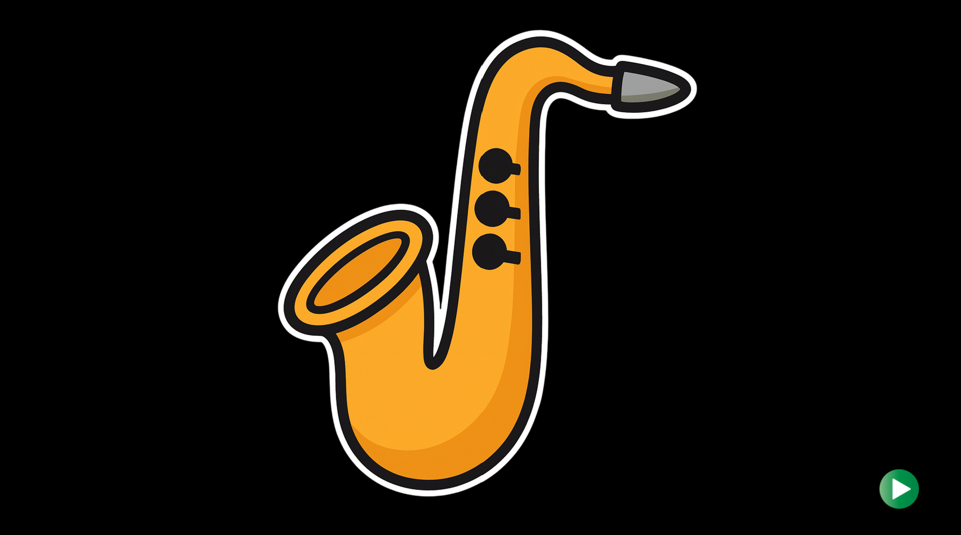 Simple illustration of a saxophone used to represent jazz music