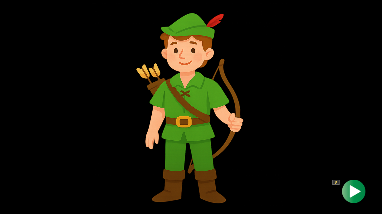 Robin Hood sensory story illustration with bow and arrow