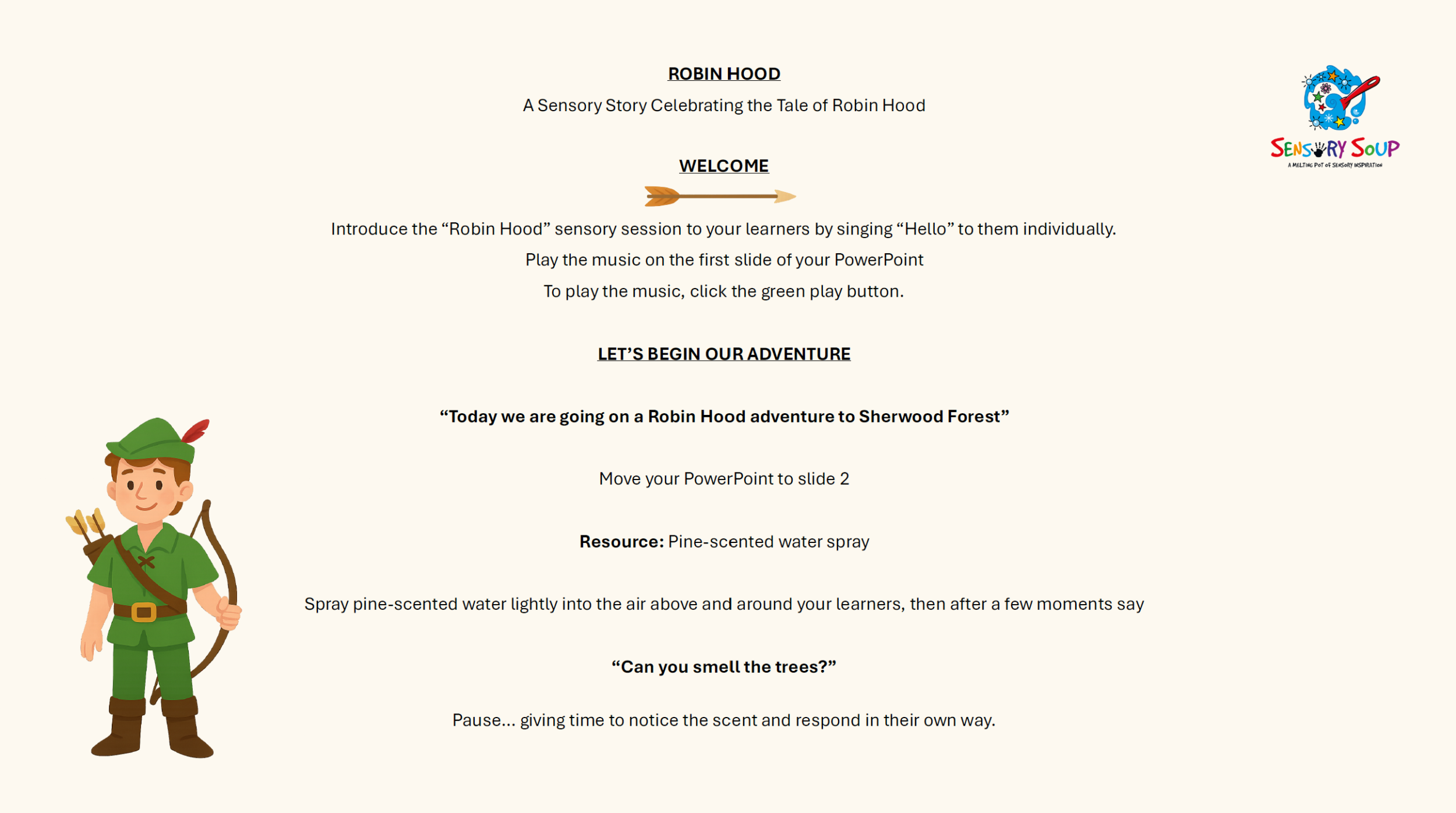 Robin Hood sensory story written resource