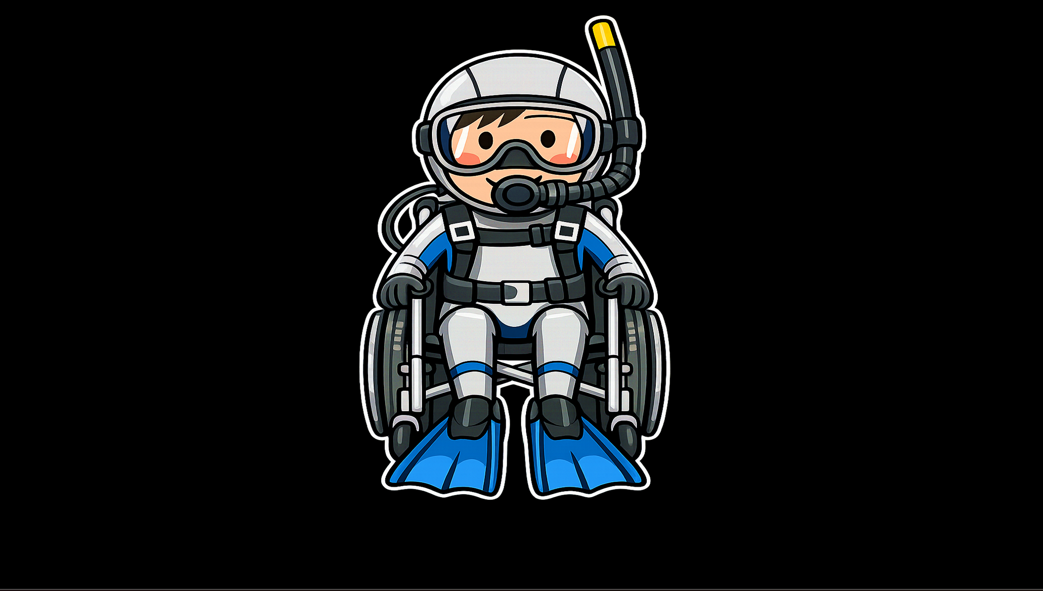 Ocean Sensory Adventure child in a wheelchair wearing a diving suit beneath the waves