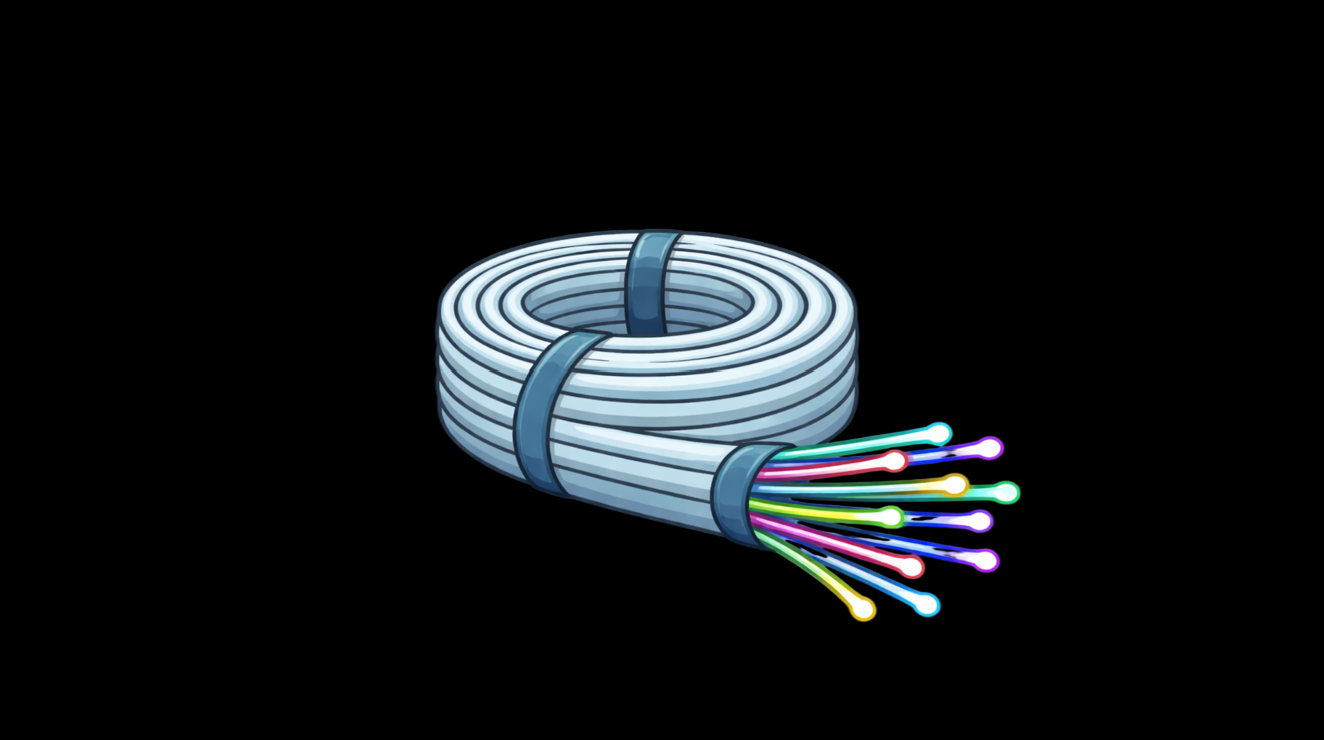 Colourful glowing robot wires representing electrical energy.