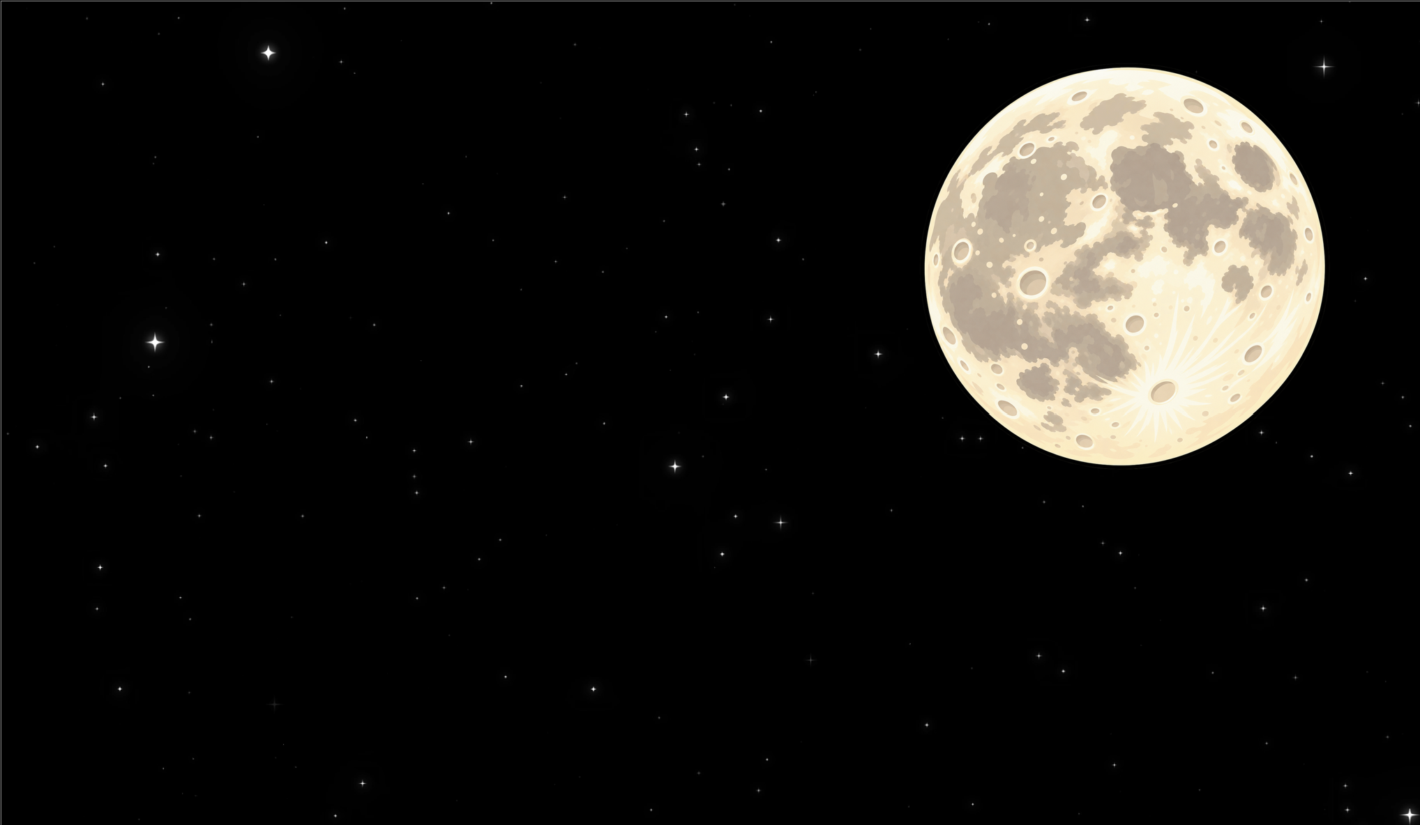 Moon and twinkling stars shining through the trees in The Woods at Night Sensory Story PowerPoint.